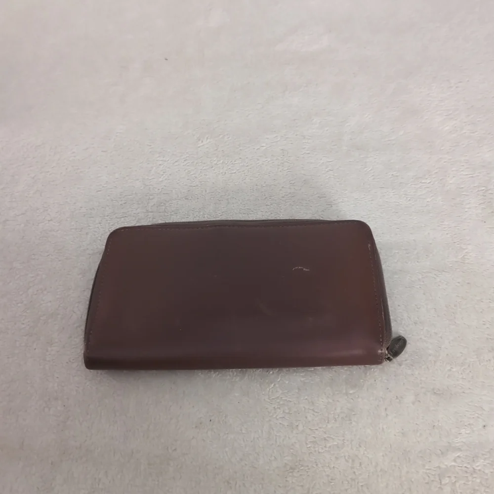 Longaberger Zip Around Leather Wallet tMulti Compartment Brown 7”x 4” Womens - Picture 1 of 6